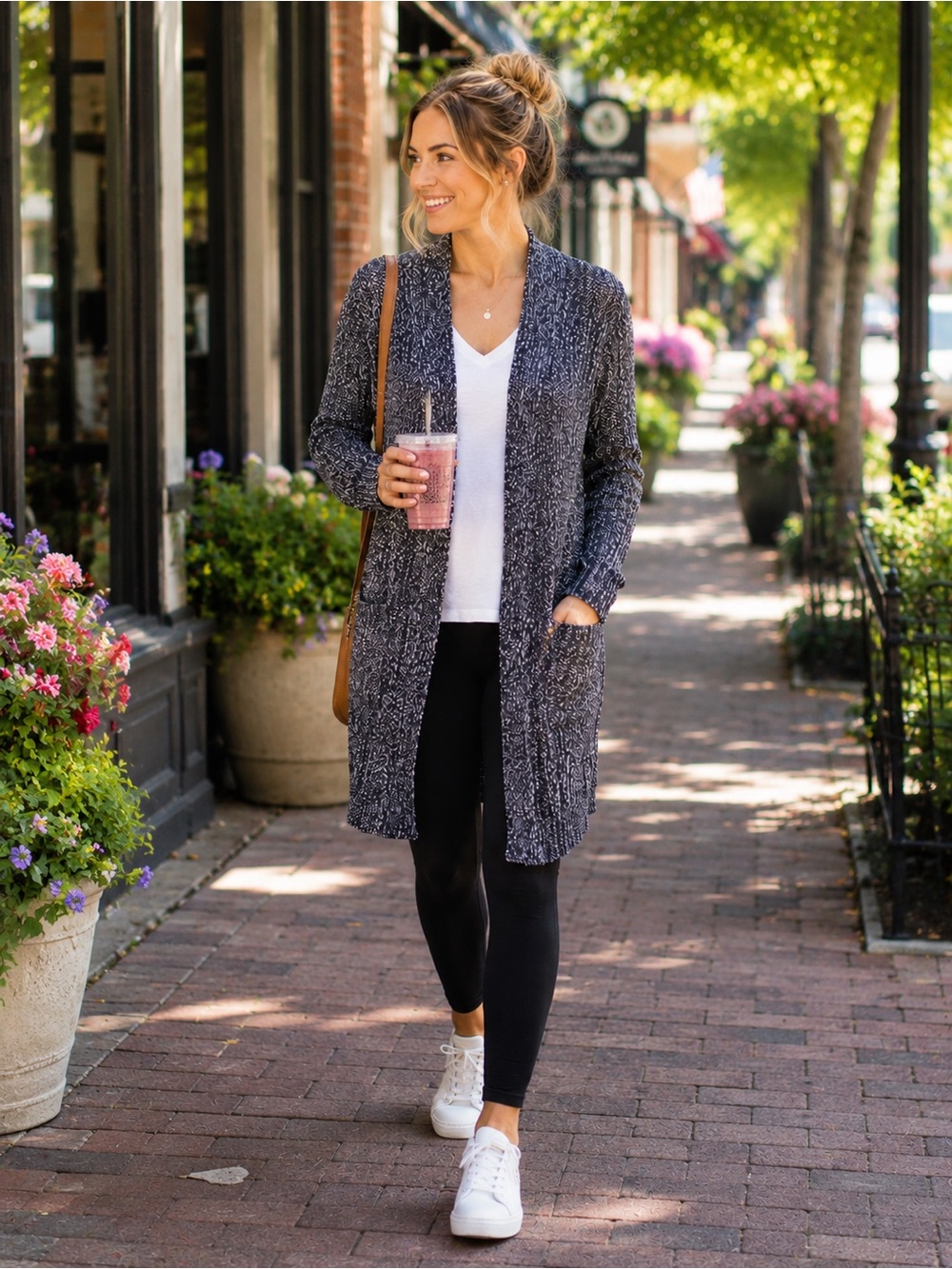Athleta Textured Knit Open Front Long Cardigan Sweater XXS